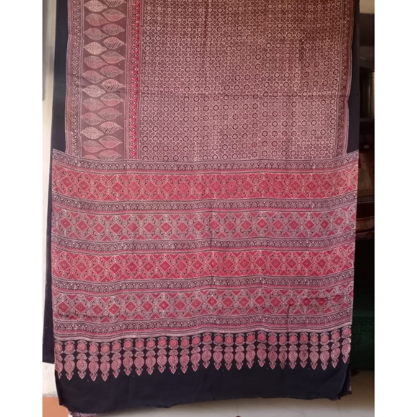 Ajrakh Block print Saree 
